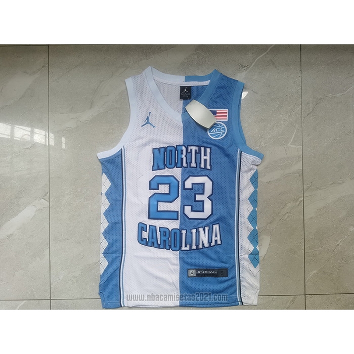 Camiseta NCAA North Carolina Tar Heels Michael Jordan #23 Split Azul Blanco